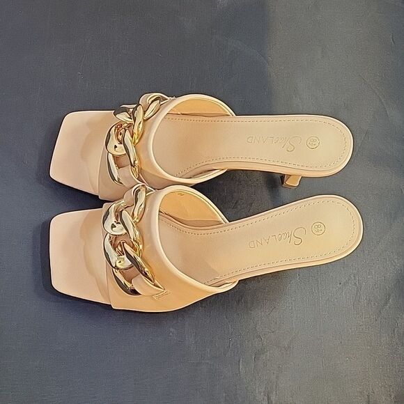 BRAND NEW SHOELAND SQUARE TOE SLIP-ON FOOT OPEN TOE GOLD CHAIN LINKING S…G1 - Picture 6 of 15